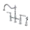 Kingston Brass KS1271WLLBS Wilshire Bridge Kitchen Faucet W/ Brass Sprayer, Chrome KS1271WLLBS - alternate 1